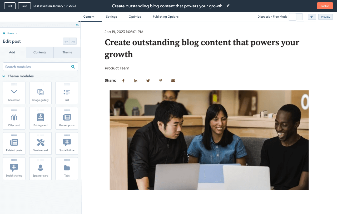 hubspot blog builder